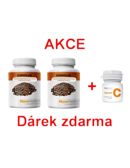AKCE - 2x Coriolus + ZDARMA Vitamín C